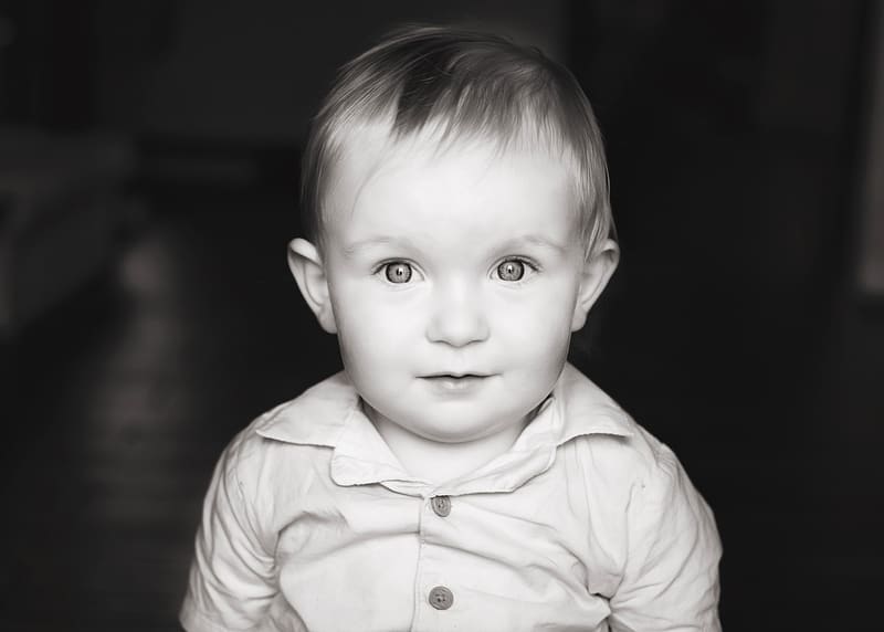 Black and white baby portrait